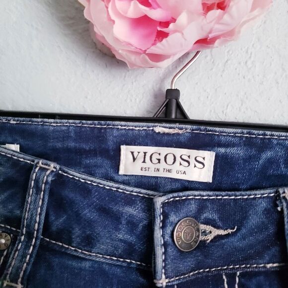 Vigoss Aged Dark Wash Slim Boot Jeans - Picture 4 of 9